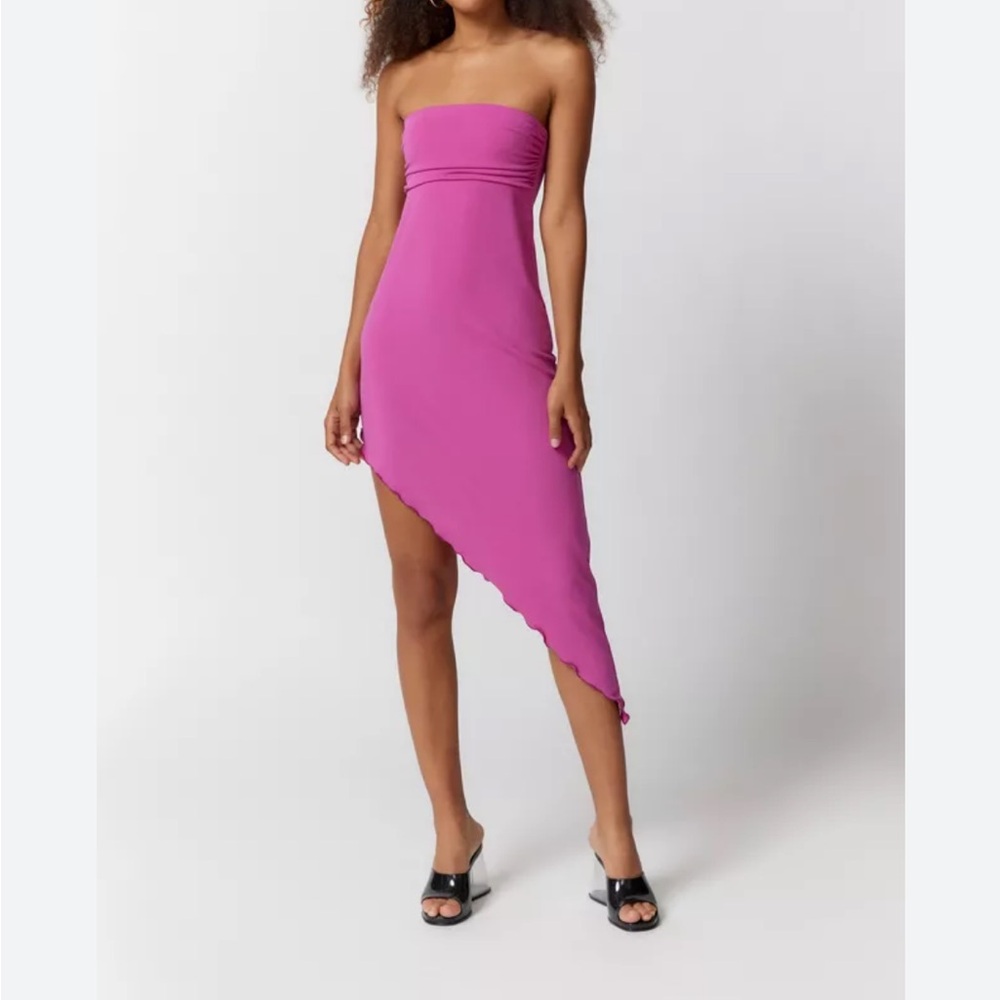 Urban Outfitters Y2K Asymmetrical Strapless Pink Dress